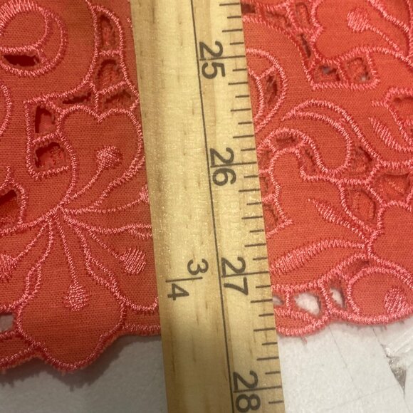 Susan Graver Linen Blend Top X-Large Coral Floral Embroidery Long Sleeves - Picture 9 of 9